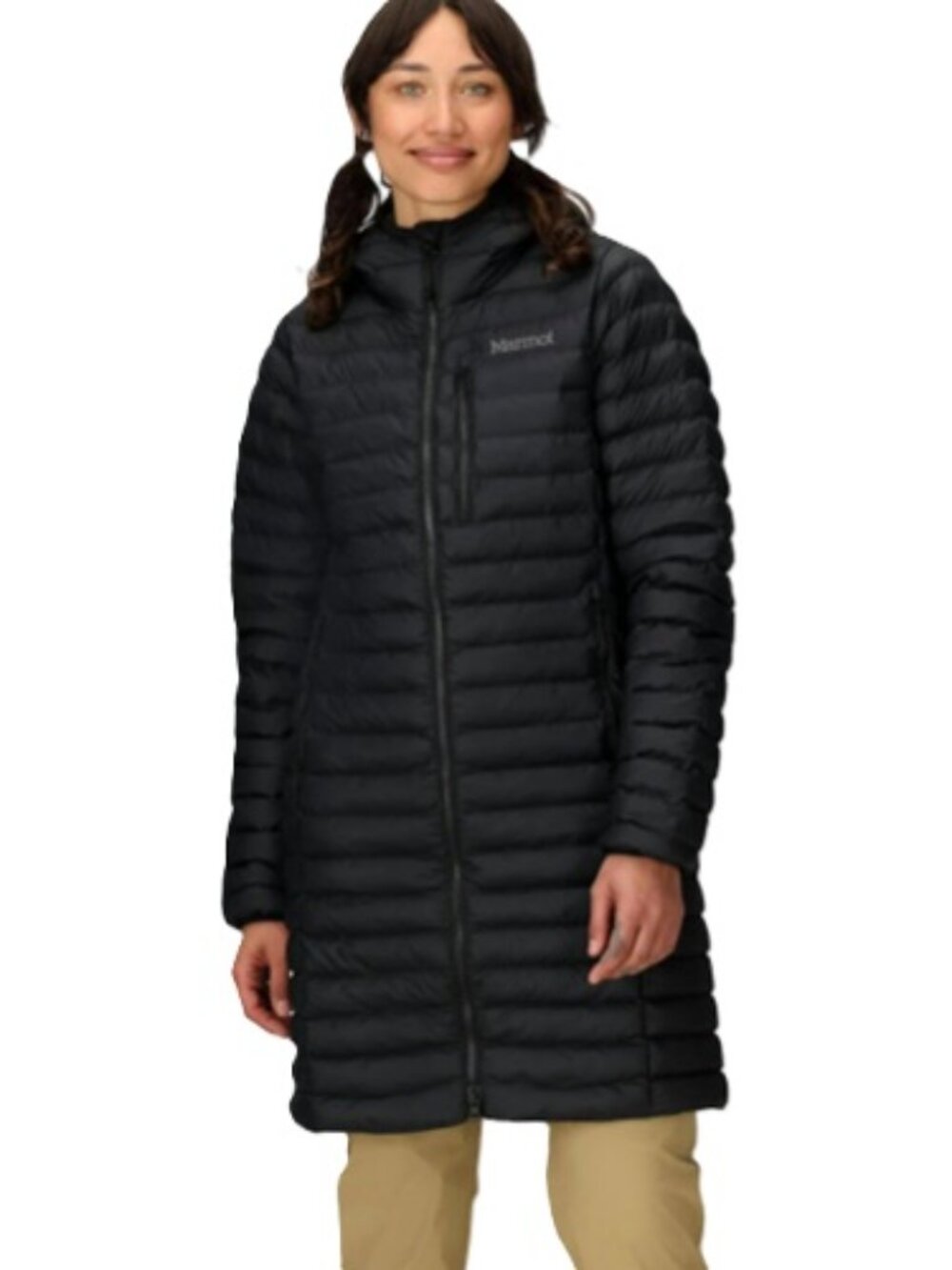 Marmot Womens Echo Featherless Long Jacket Coat Black Shiny M Medium NWT Puffer